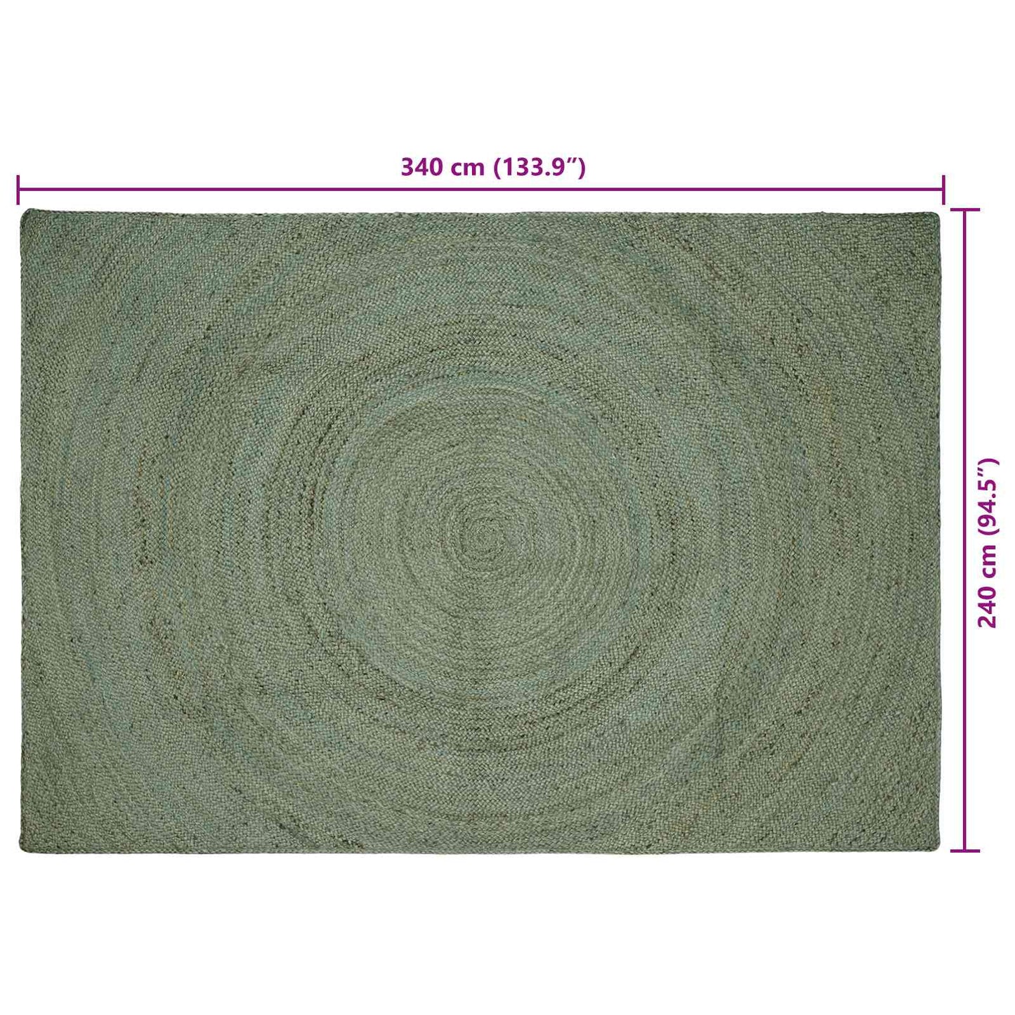 Områdetepper Olivengrønn 240 x 340 cm Jute