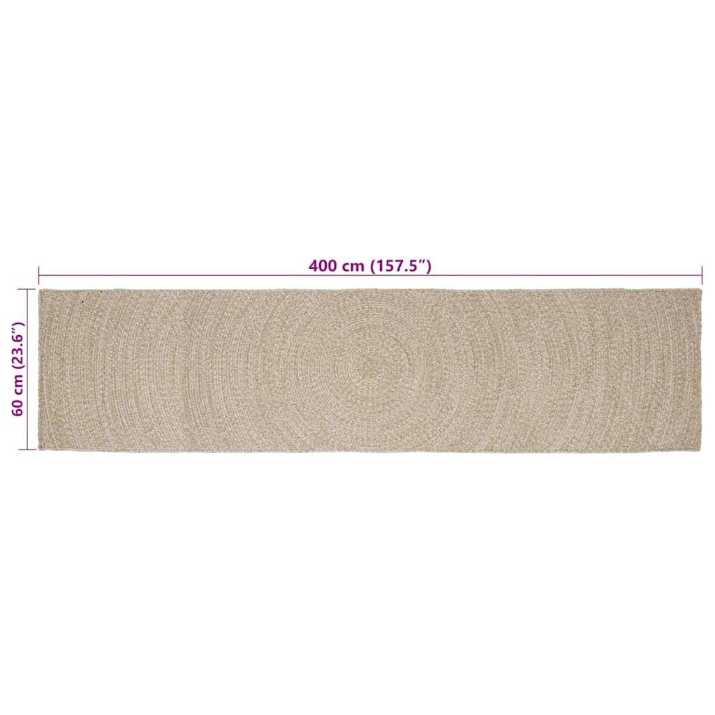 Områdetepper Naturlig og Hvit 60 x 400 cm Jute