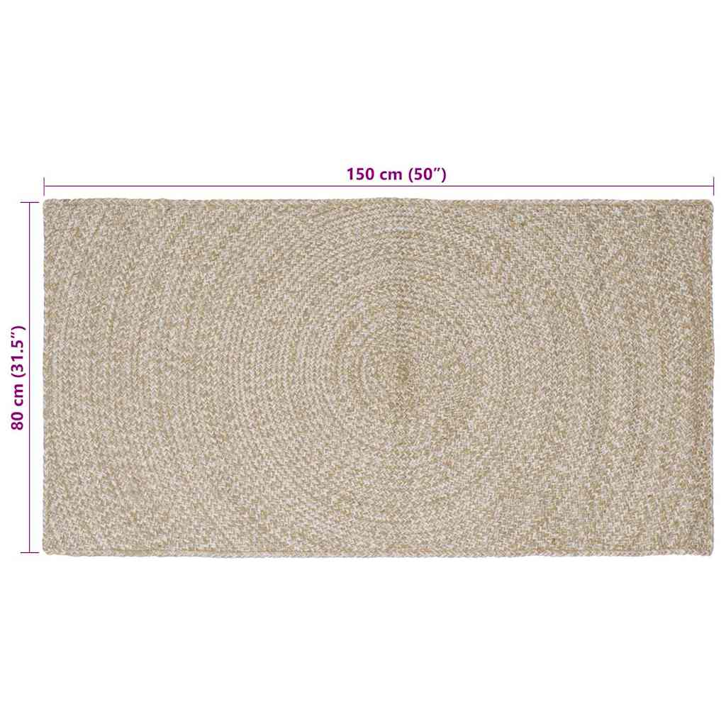 Områdetepper Naturlig og Hvit 80 x 150 cm Jute