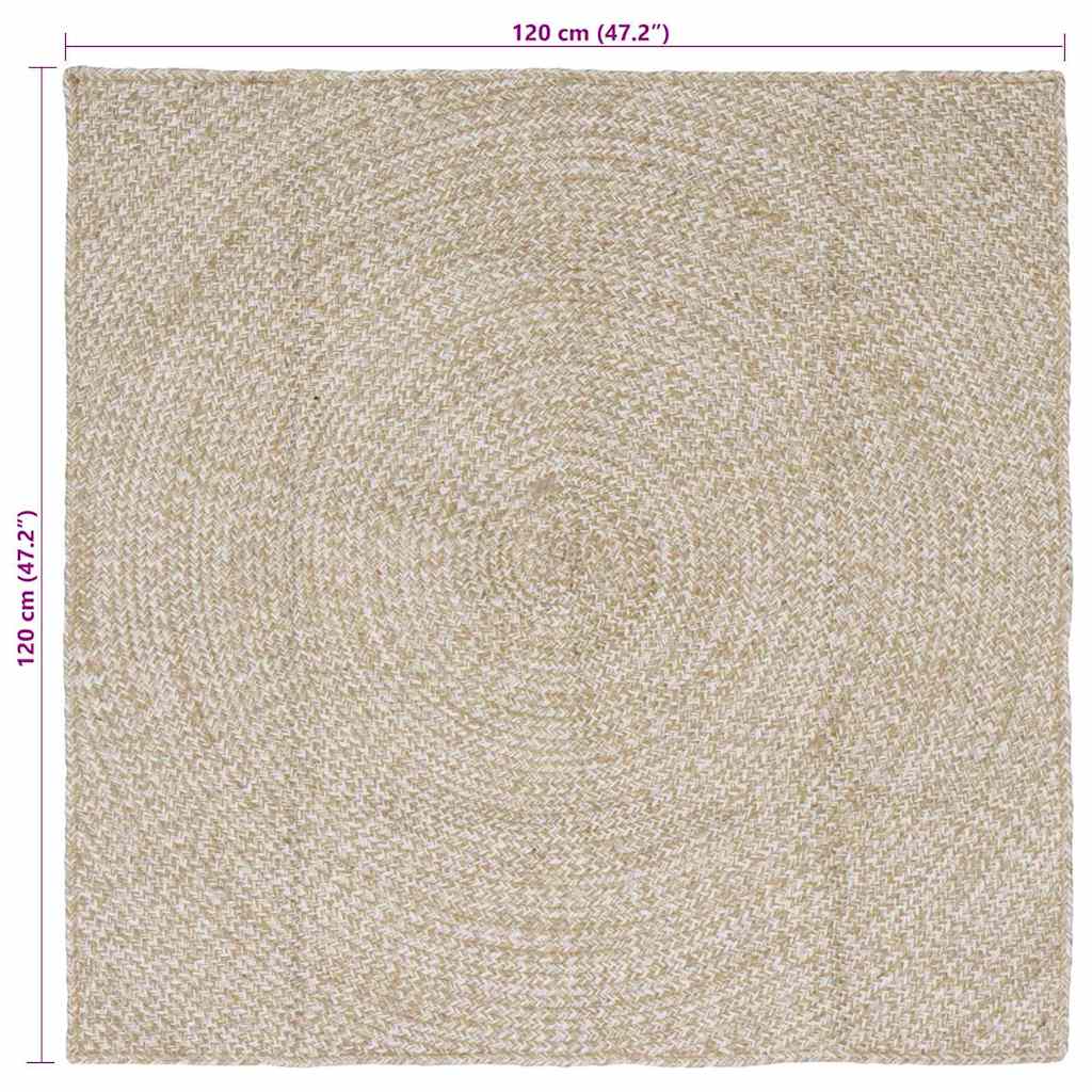 Områdetepper Naturlig og Hvit 120 x 120 cm Jute