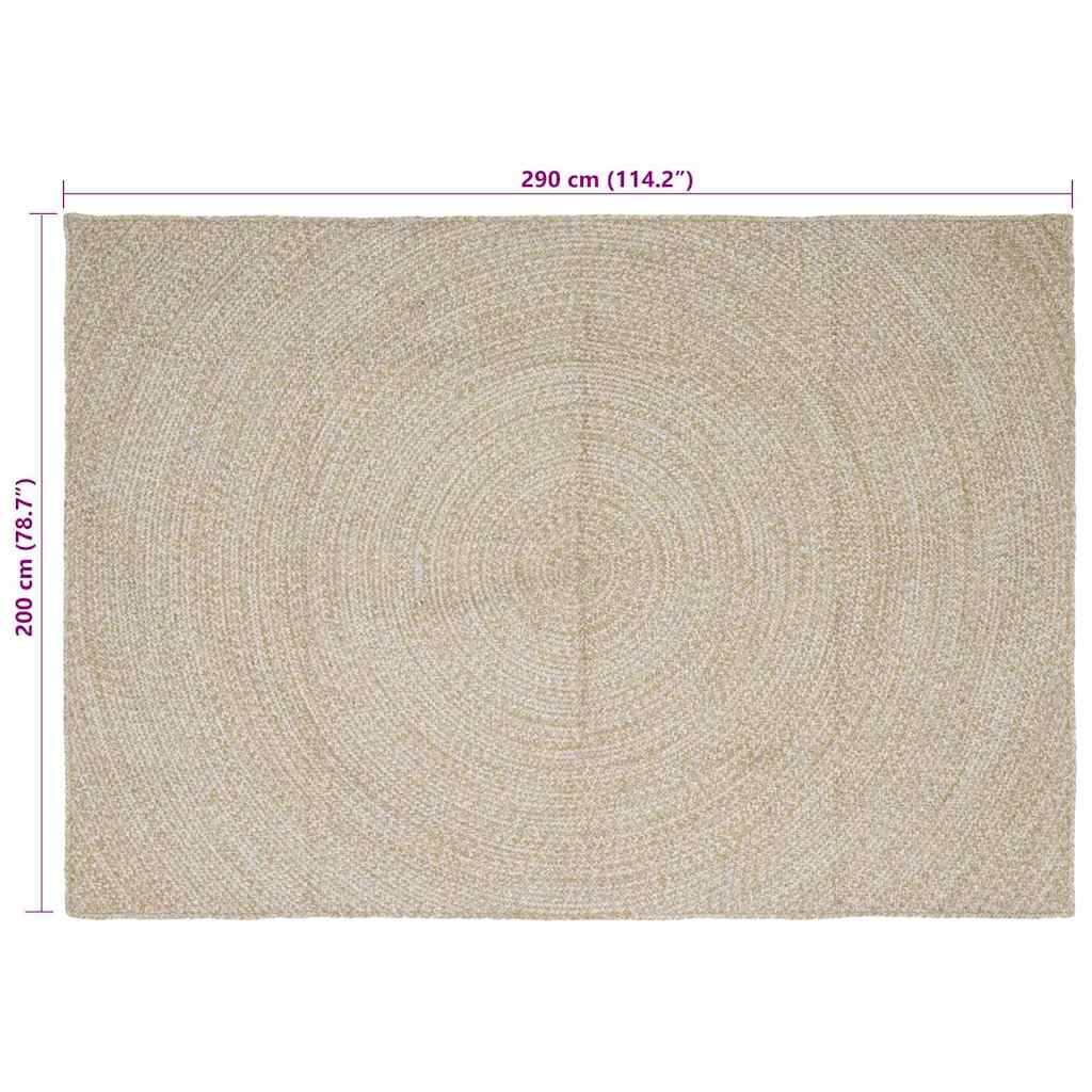 Områdetepper Naturlig og Hvit 200 x 290 cm Jute
