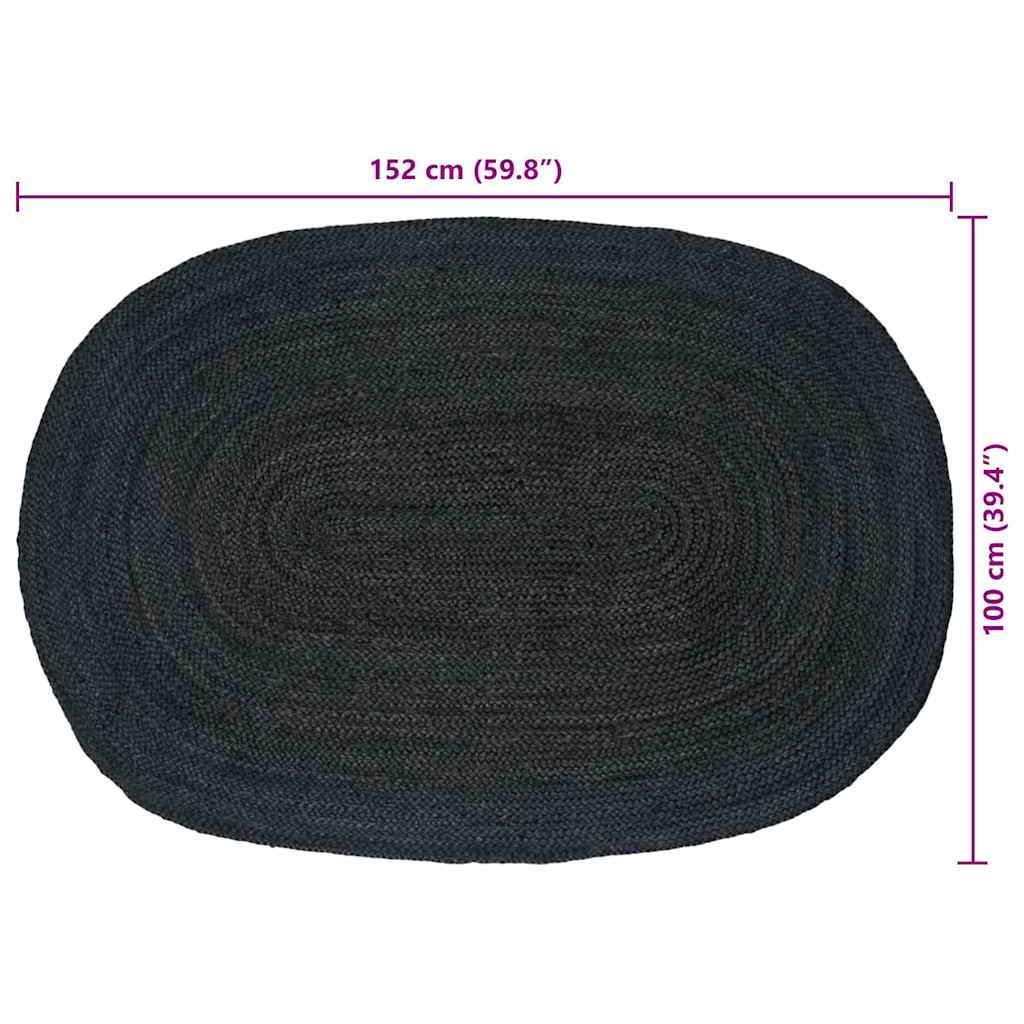 Områdetepper Mørkegrå 100 x 152 cm Jute