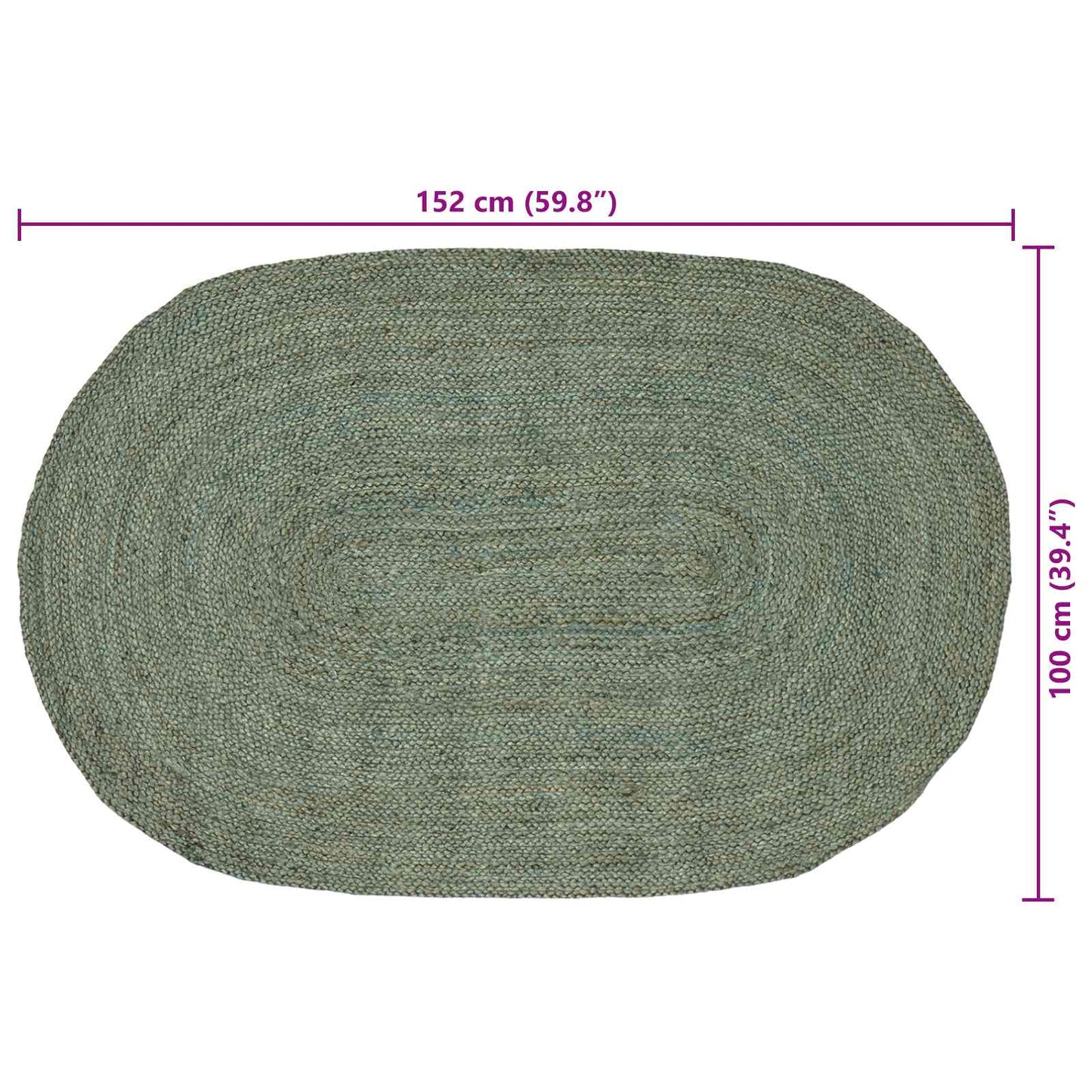 Områdetepper Olivengrønn 100 x 152 cm Jute