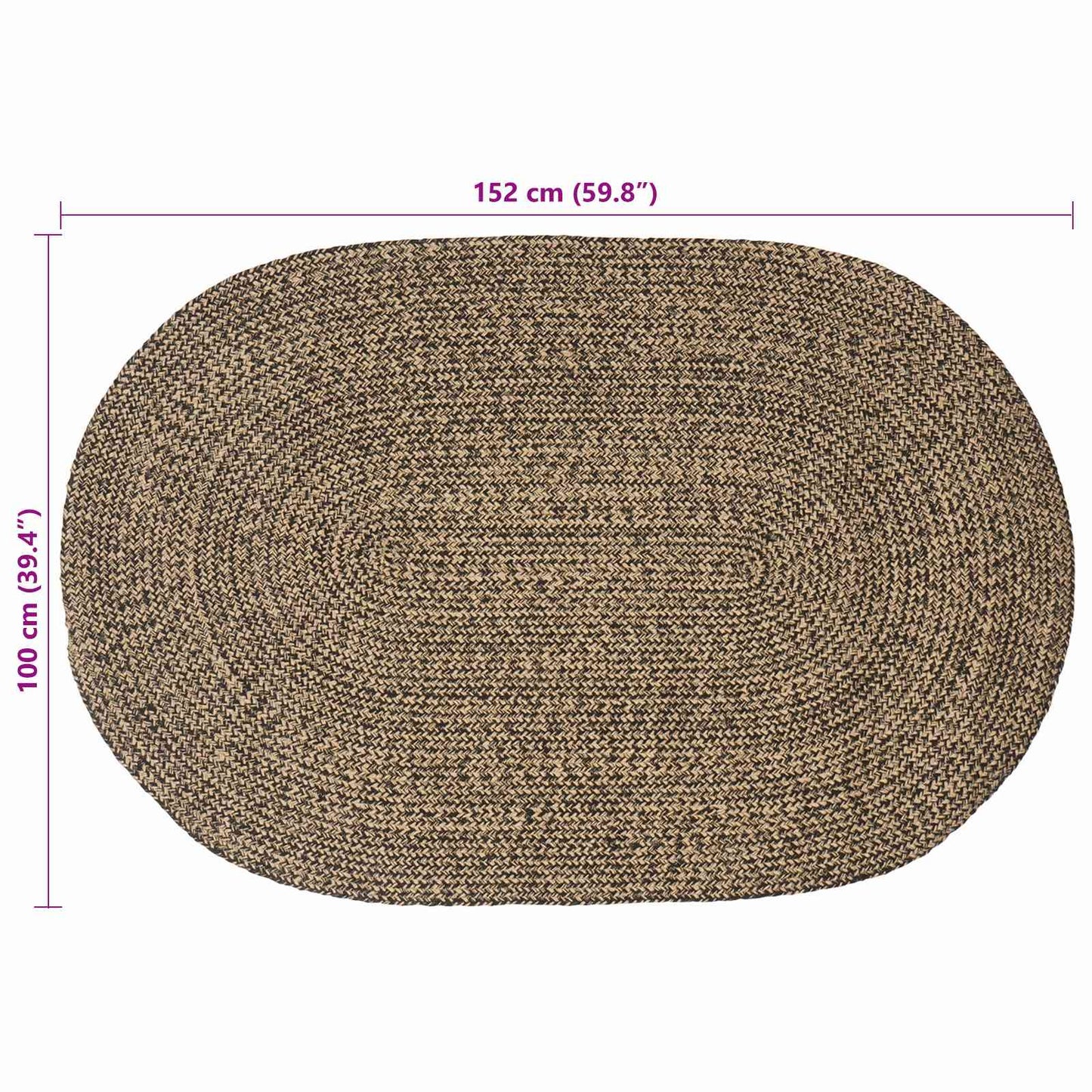 Områdetepper Svart 100 x 152 cm Jute