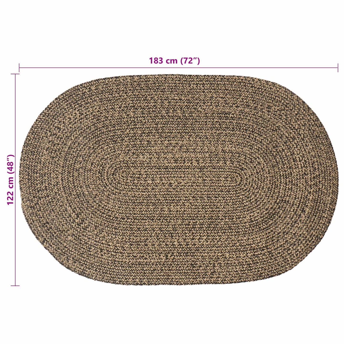 Områdetepper Svart 122 x 183 cm Jute