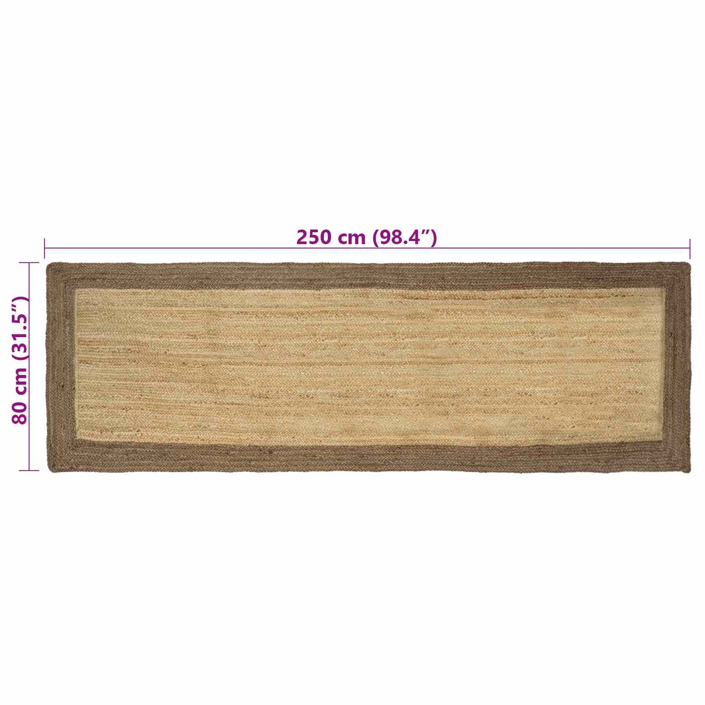 Områdetepper Grå 80 x 250 cm Jute