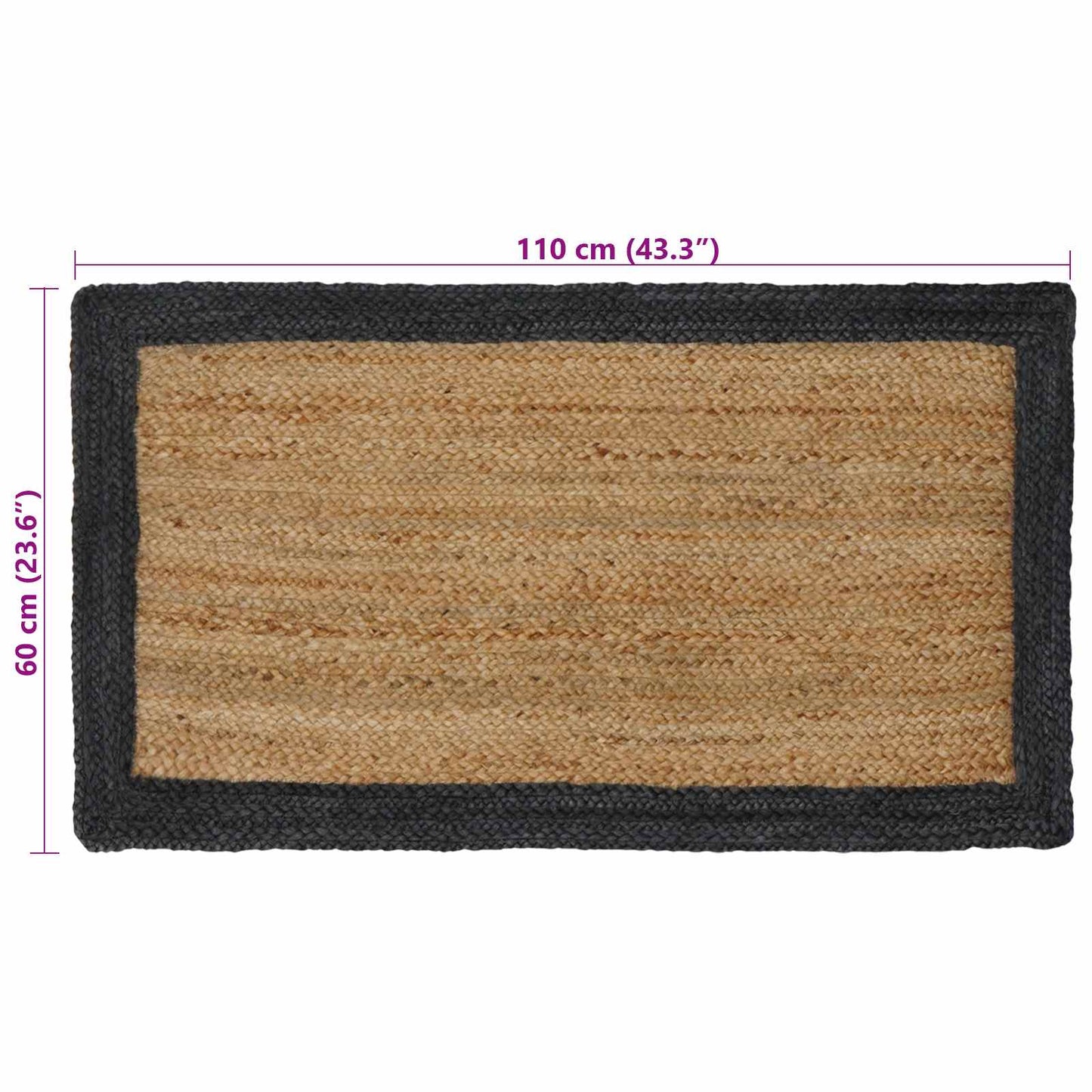 Områdetepper Mørkegrå 60 x 110 cm Jute