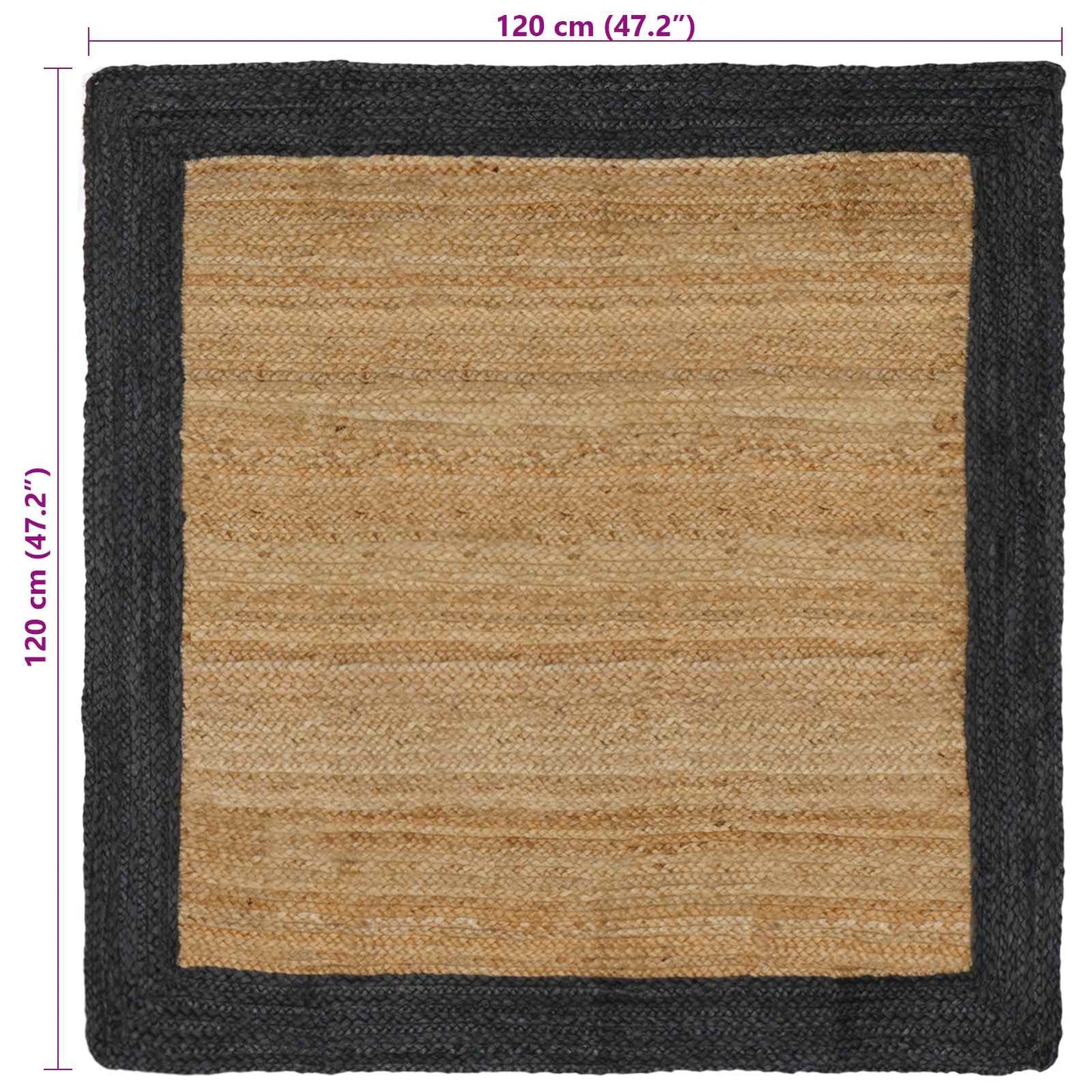 Områdetepper Mørkegrå 120 x 120 cm Jute