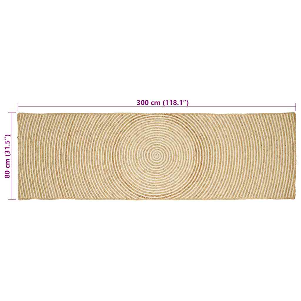 Områdetepper Hvit 80 x 300 cm Jute