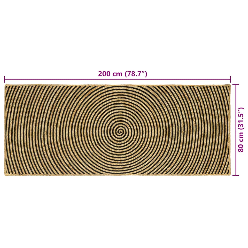Områdetepper Svart 80 x 200 cm Jute