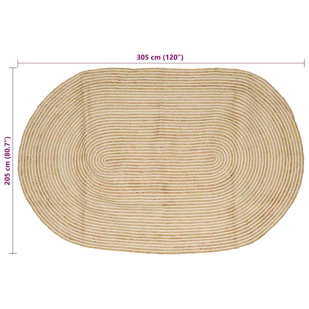 Områdetepper Naturlig og Hvit 205 x 305 cm Jute