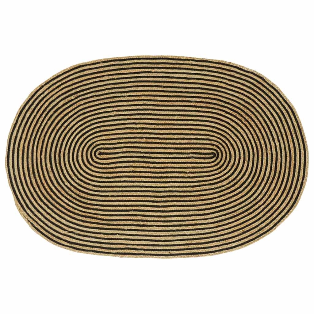 Områdetepper Naturlig og svart 122 x 183 cm Jute