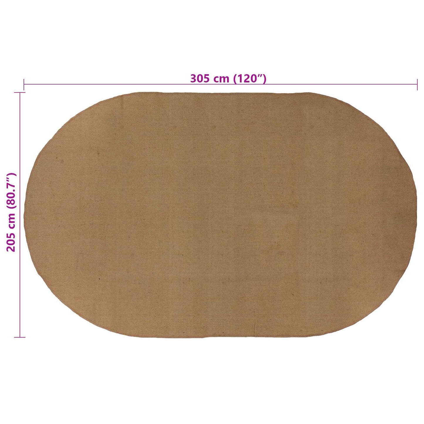 Områdetepper Naturlig 205 x 305 cm Jute