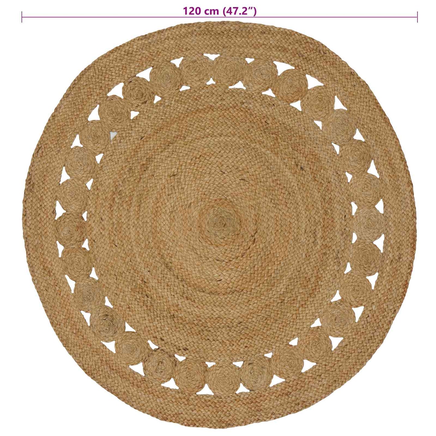 Områdetepper Naturlig Ø 120 cm Jute