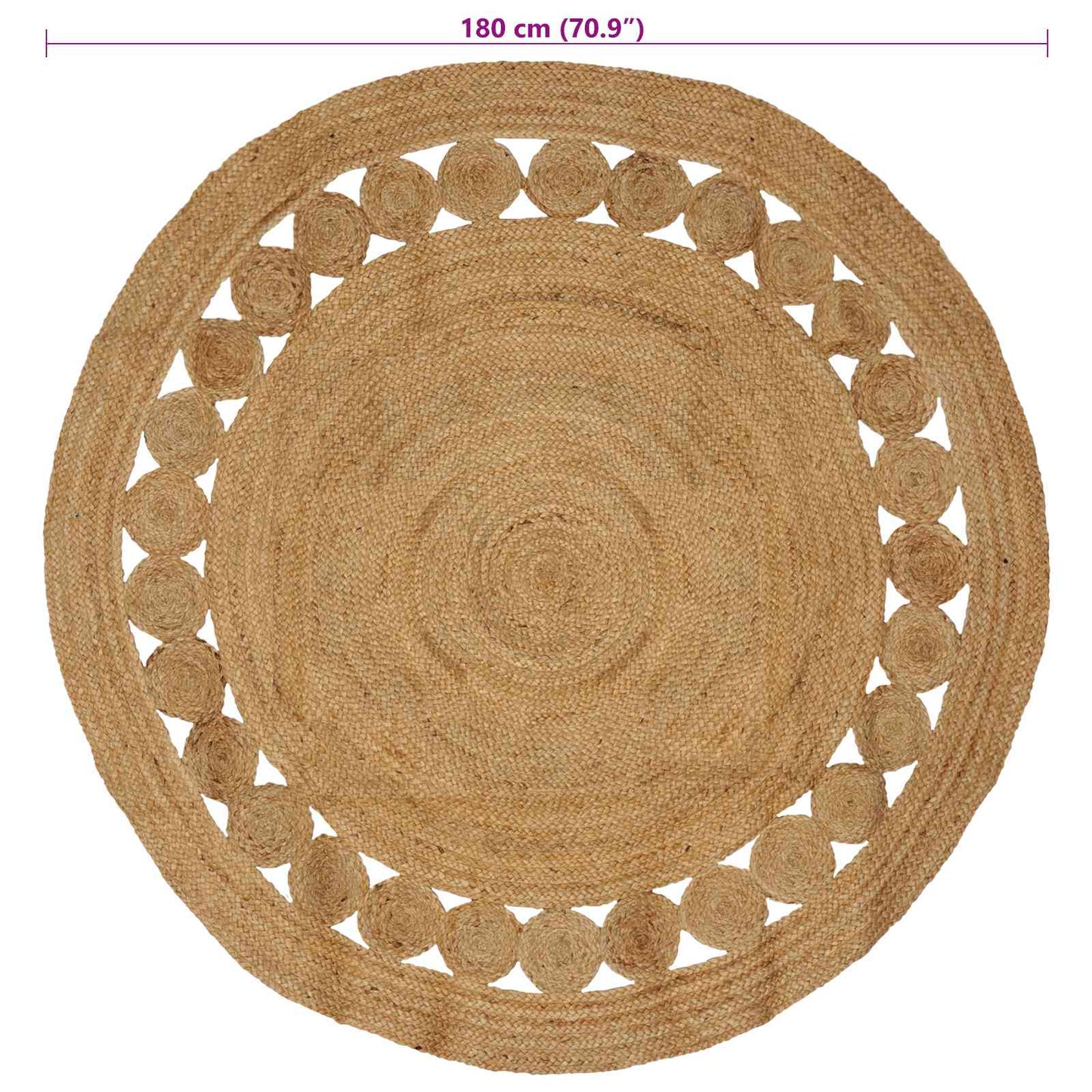 Områdetepper Naturlig Ø 180 cm Jute