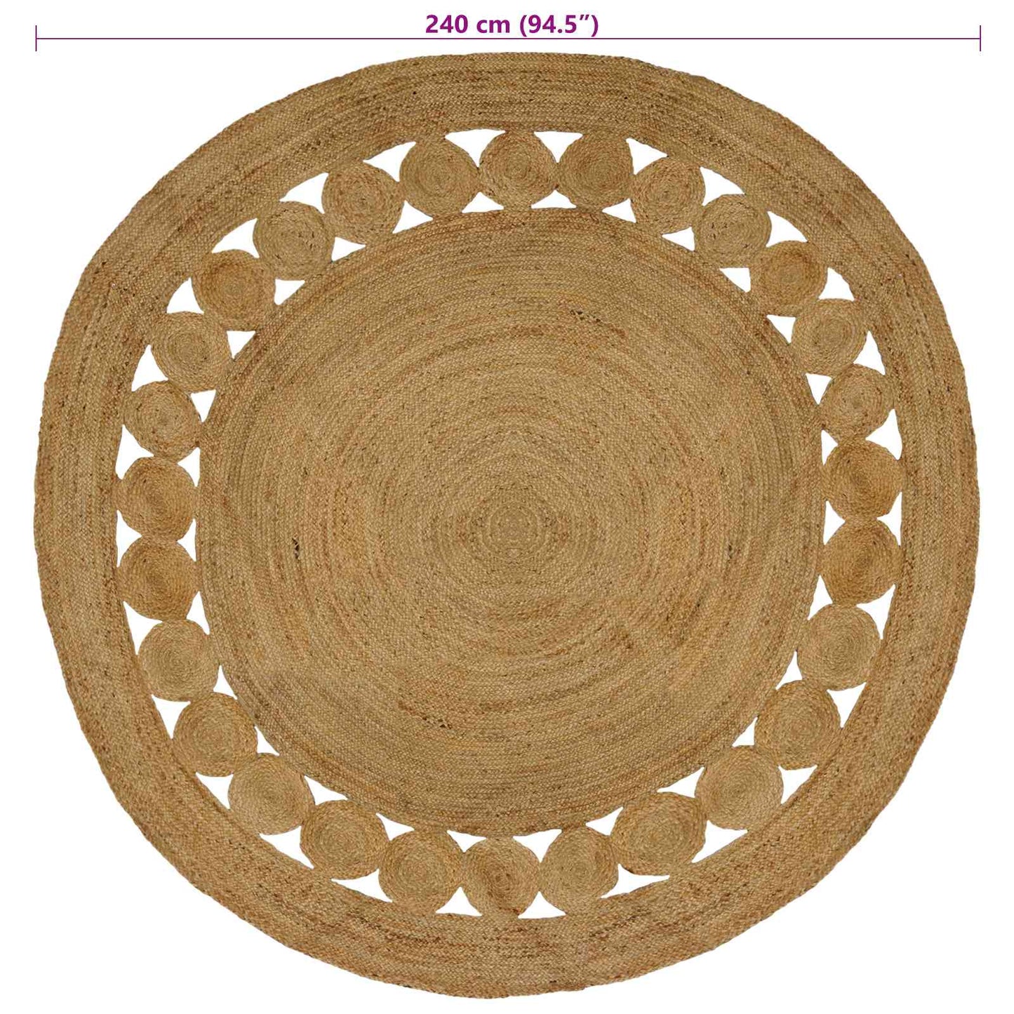 Områdetepper Naturlig Ø 240 cm Jute