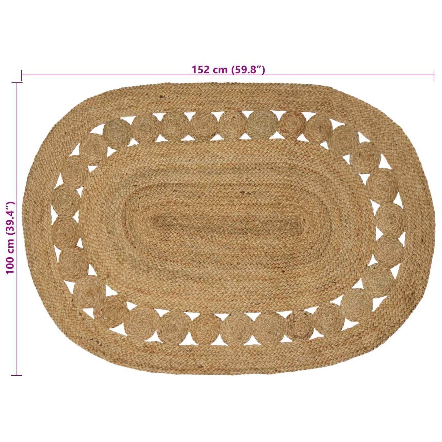 Områdetepper Naturlig 100 x 152 cm Jute
