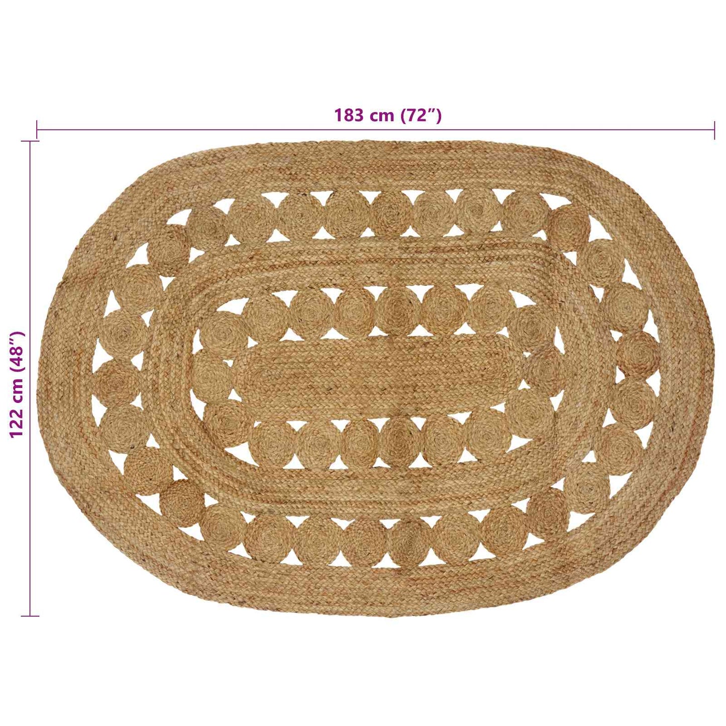 Områdetepper Naturlig 122 x 183 cm Jute