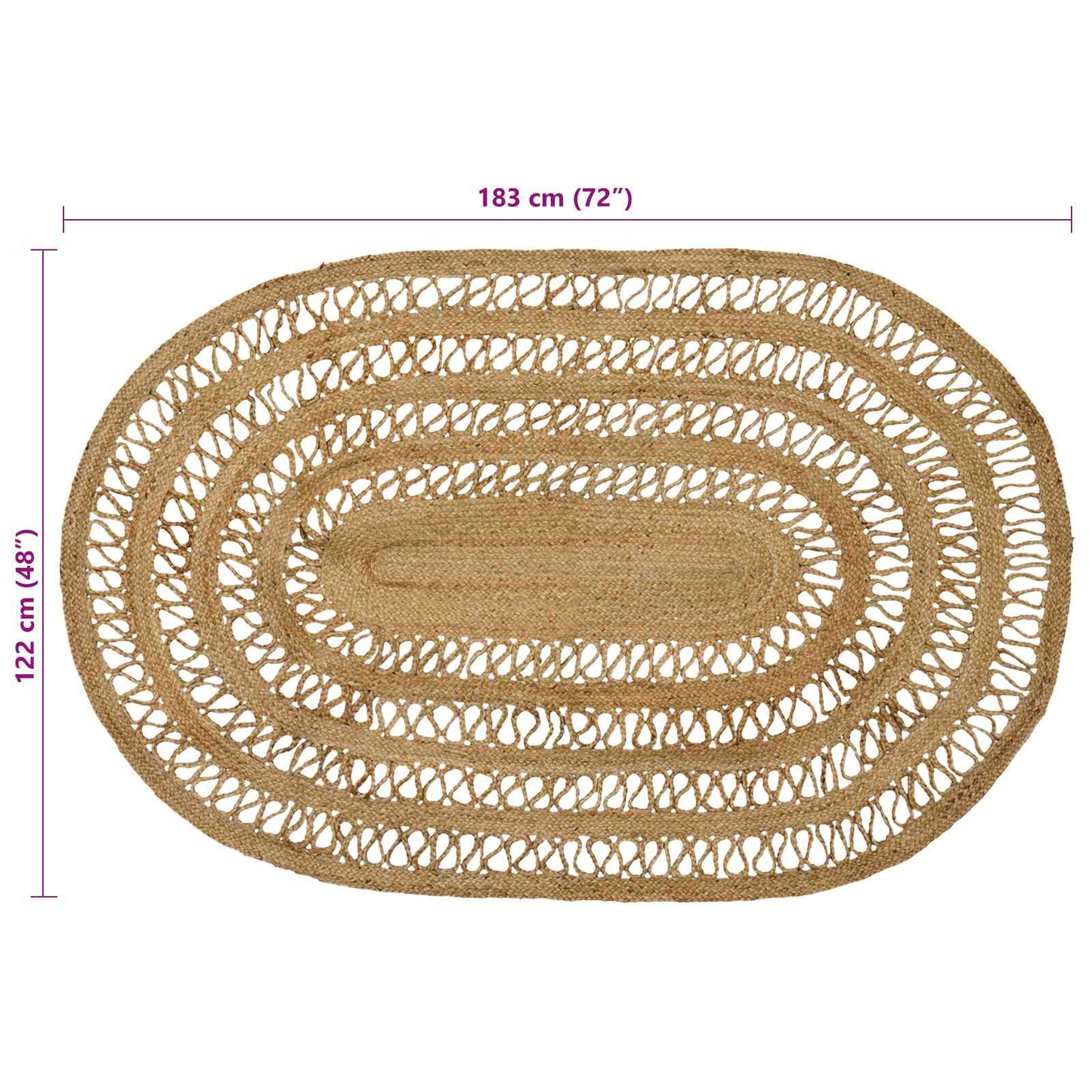 Områdetepper Naturlig 122 x 183 cm Jute