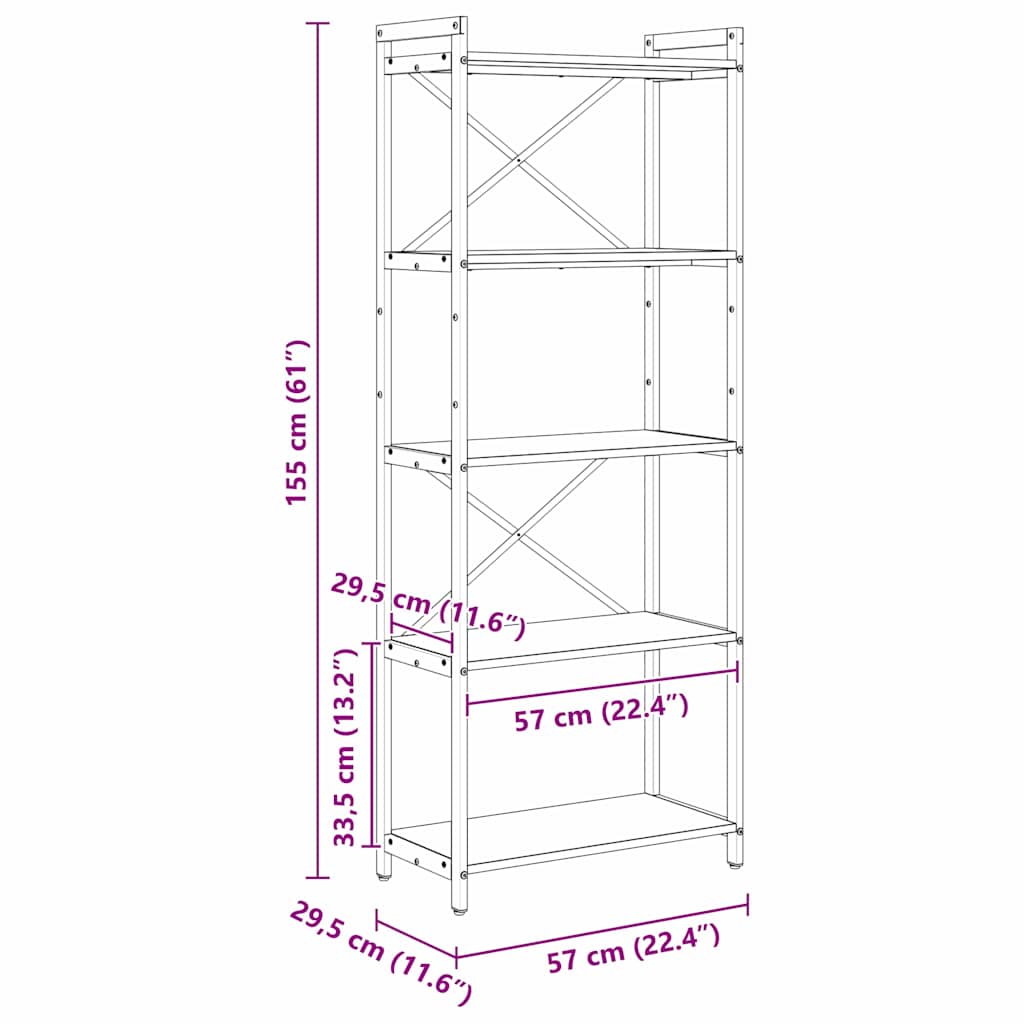 Bokhylle Artisan Eik 60 x 30 x 155 cm Konstruert tre