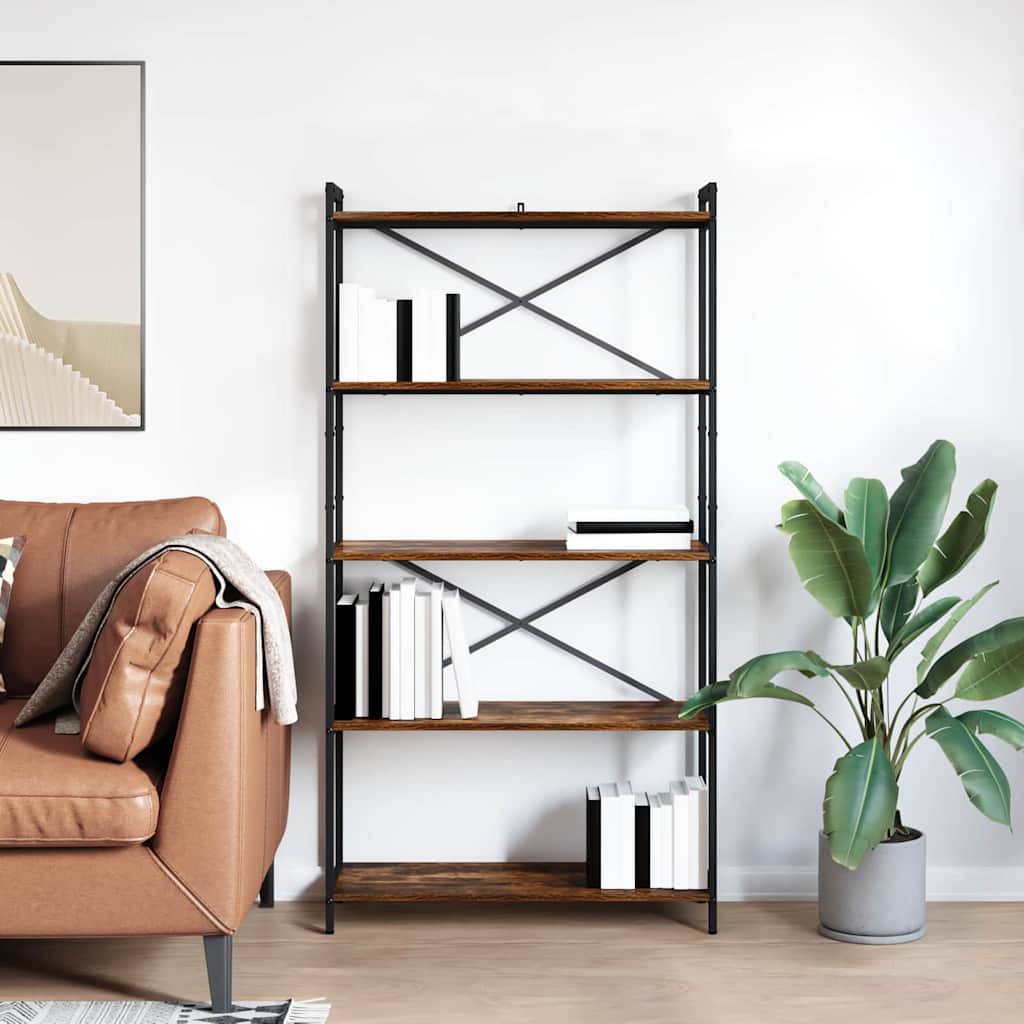 Bokhylle Røkt eik 80 x 30 x 155 cm Konstruert tre