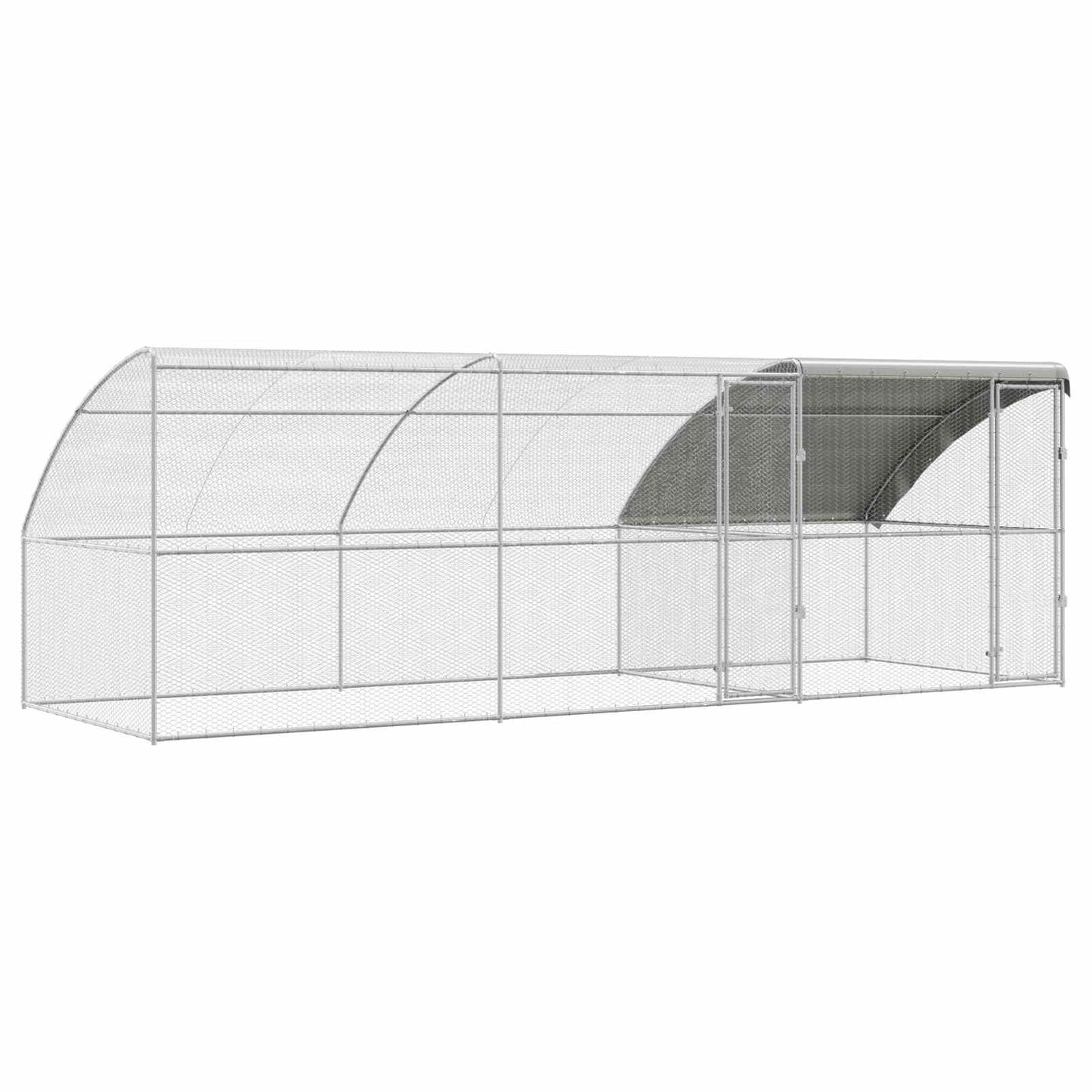 Hønsebur 3 pcs sølv 600 x 200 x 200 cm Stål og PE