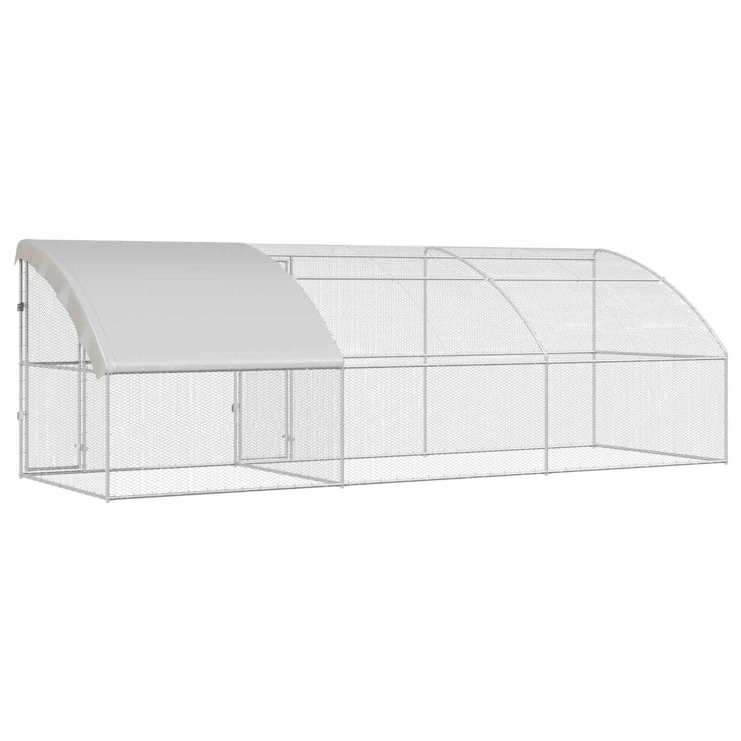 Hønsebur 3 pcs sølv 600 x 200 x 200 cm Stål og PE