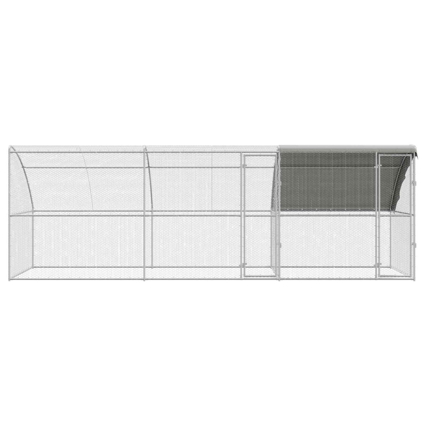Hønsebur 3 pcs sølv 600 x 200 x 200 cm Stål og PE