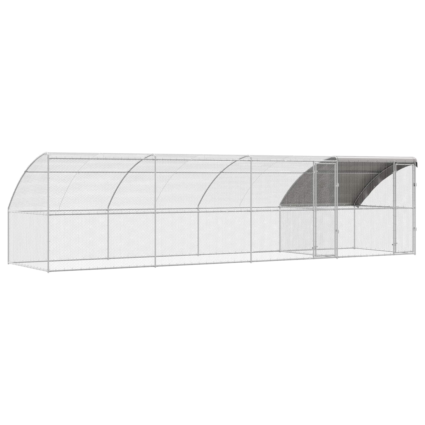 Hønsebur 4 pcs sølv 800 x 200 x 200 cm Stål og PE
