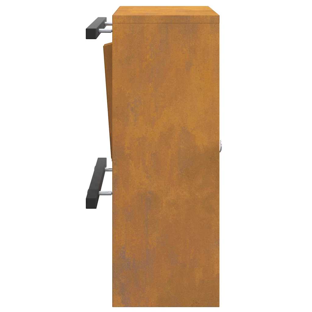 postkasse med lagring med dør Rusten 30 x 20 x 55 cm Cortenstål