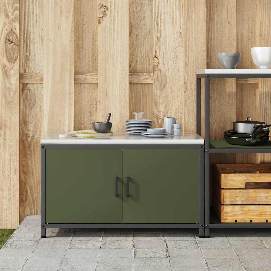 Kjøkkenoppbevaring HATTEM Olivengrønn 90 x 50 x 53 cm Stål