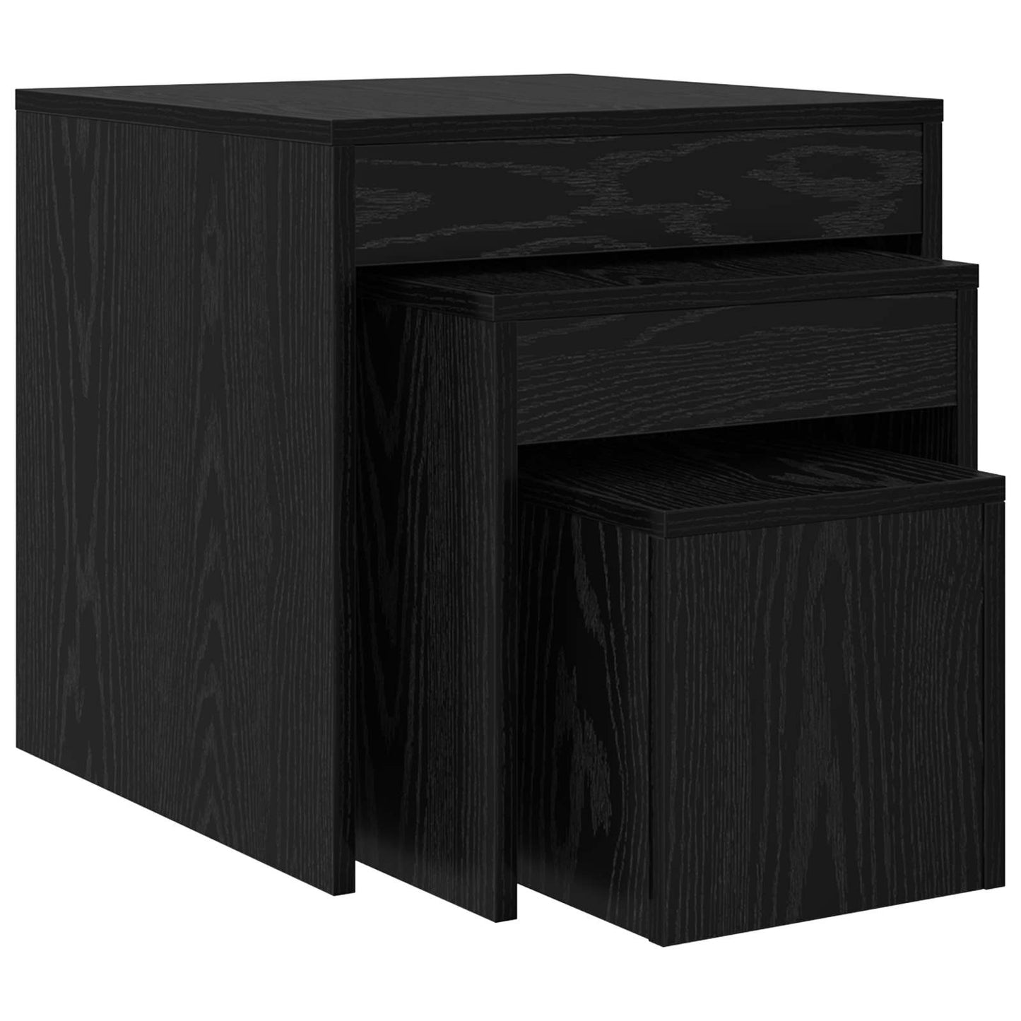 Kaffebord 3 pcs Svart Eik Konstruert tre