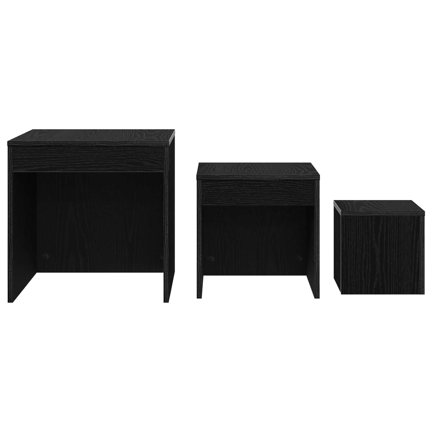 Kaffebord 3 pcs Svart Eik Konstruert tre