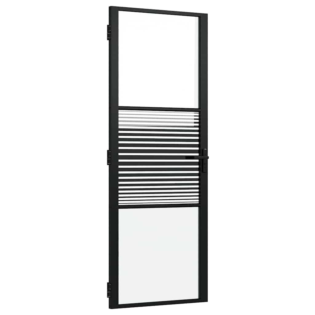 Glassdør Stripete Svart 76 x 3,5 x 201,5 cm Aluminium