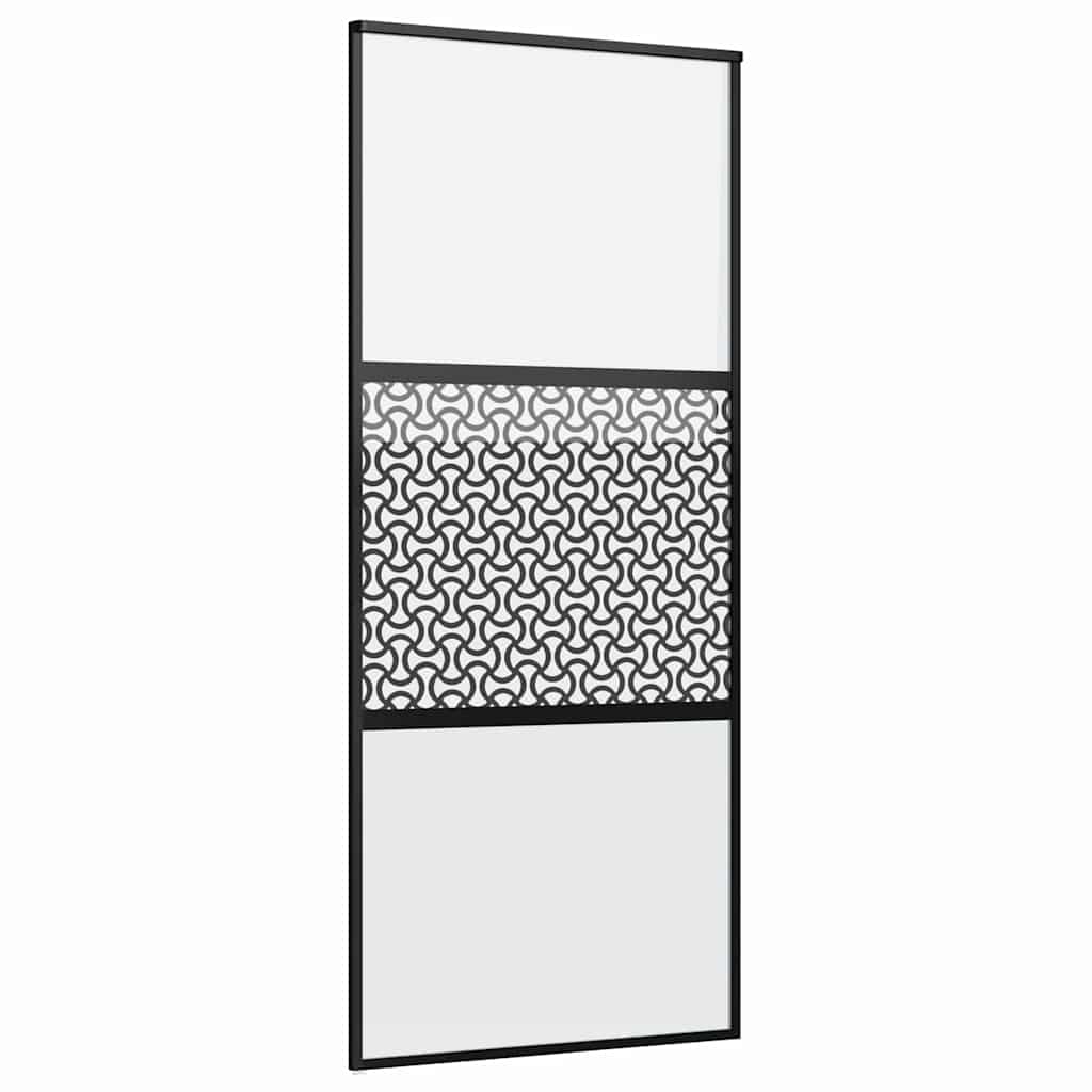 Glassdør Fretwork Svart 90 x 2 x 205 cm Aluminium