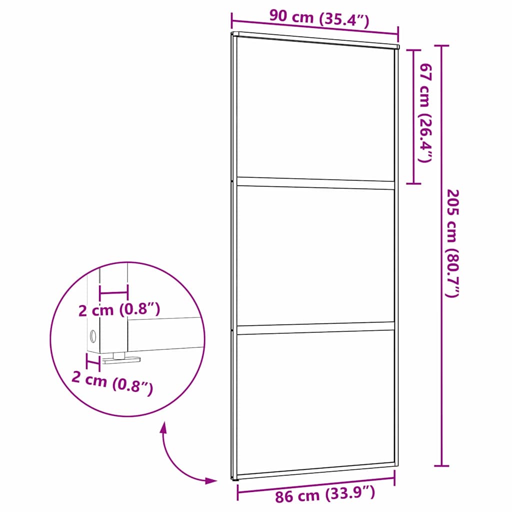 Glassdør Fretwork Svart 90 x 2 x 205 cm Aluminium