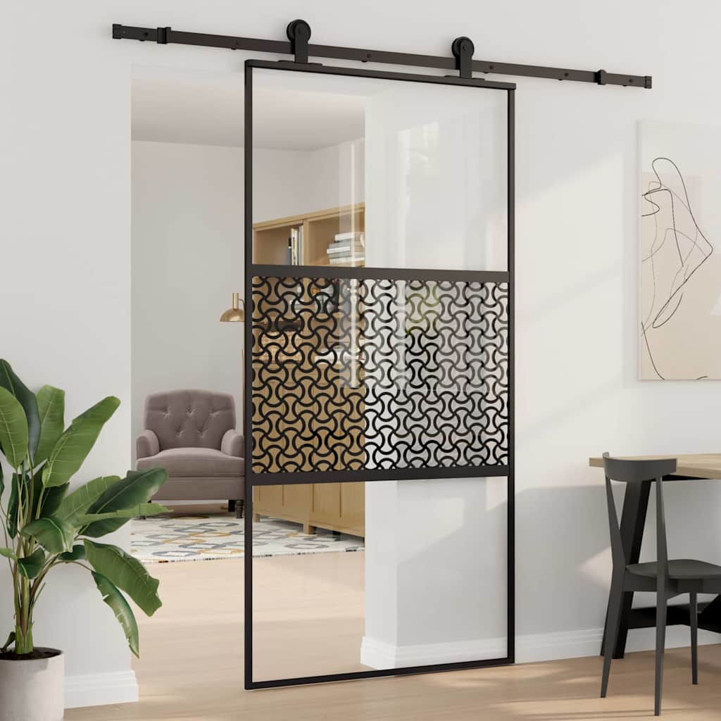 Glassdør Fretwork Svart 102,5 x 2 x 205 cm Aluminium