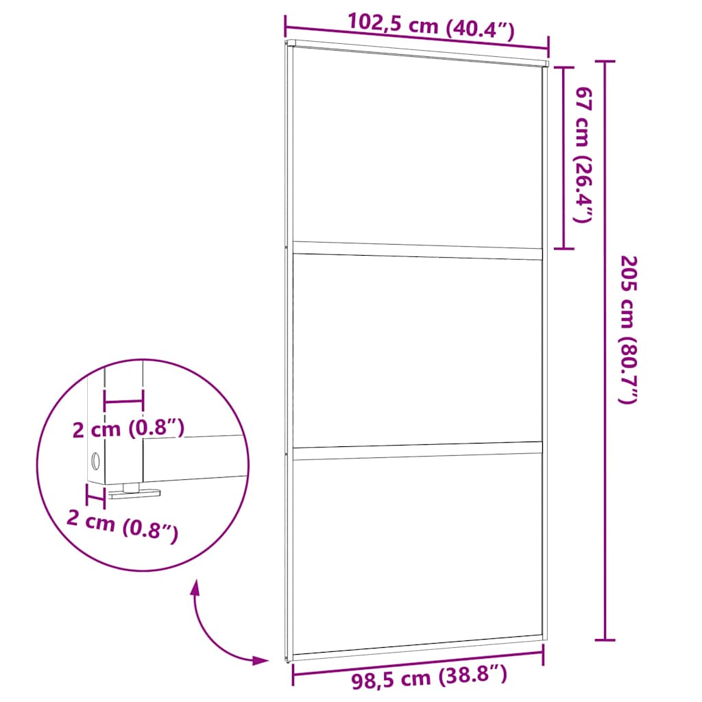 Glassdør Fretwork Svart 102,5 x 2 x 205 cm Aluminium