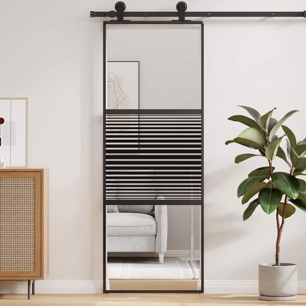 Glassdør Stripete Svart 76 x 2 x 205 cm Aluminium
