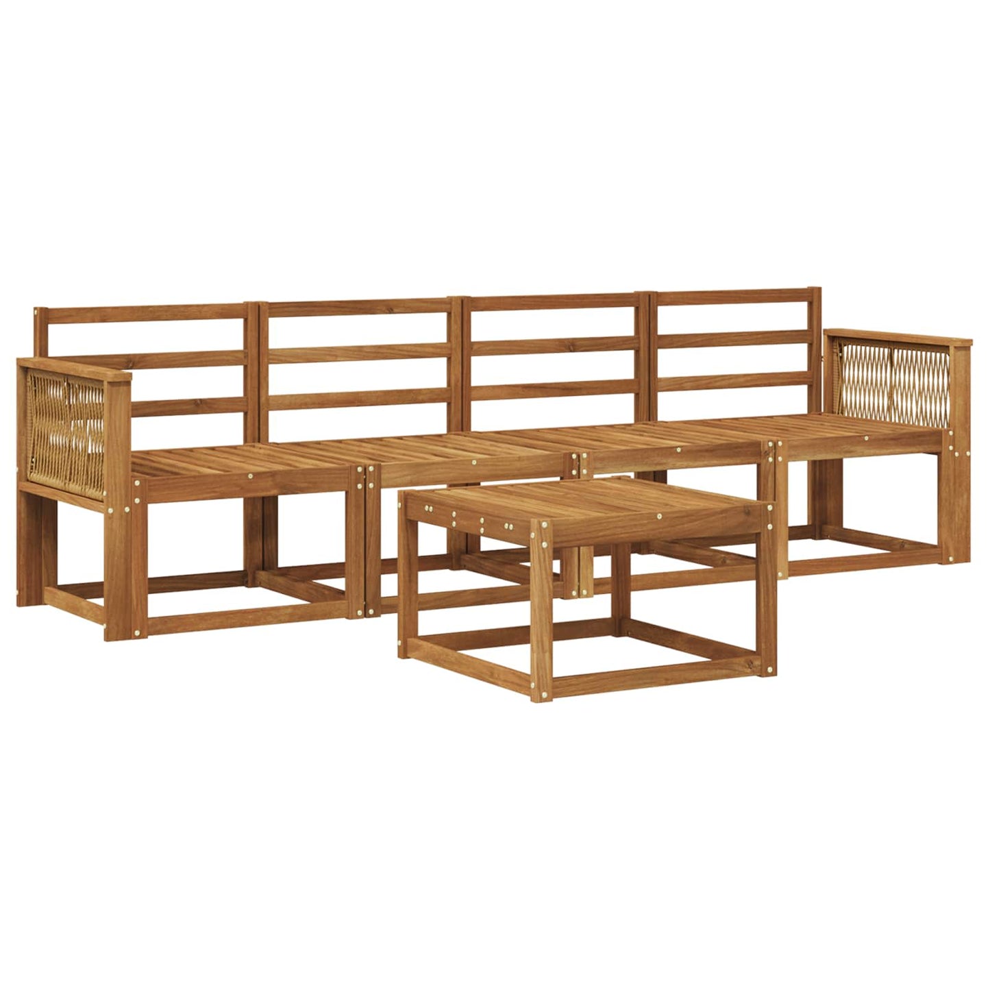 Utendørs sofa-sett 5 pcs Naturlig Solid akasietre