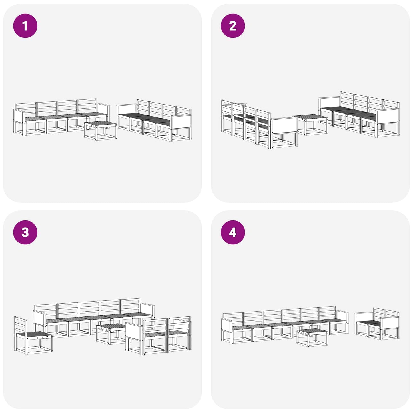 Utendørs sofa-sett 7 pcs Naturlig Solid akasietre