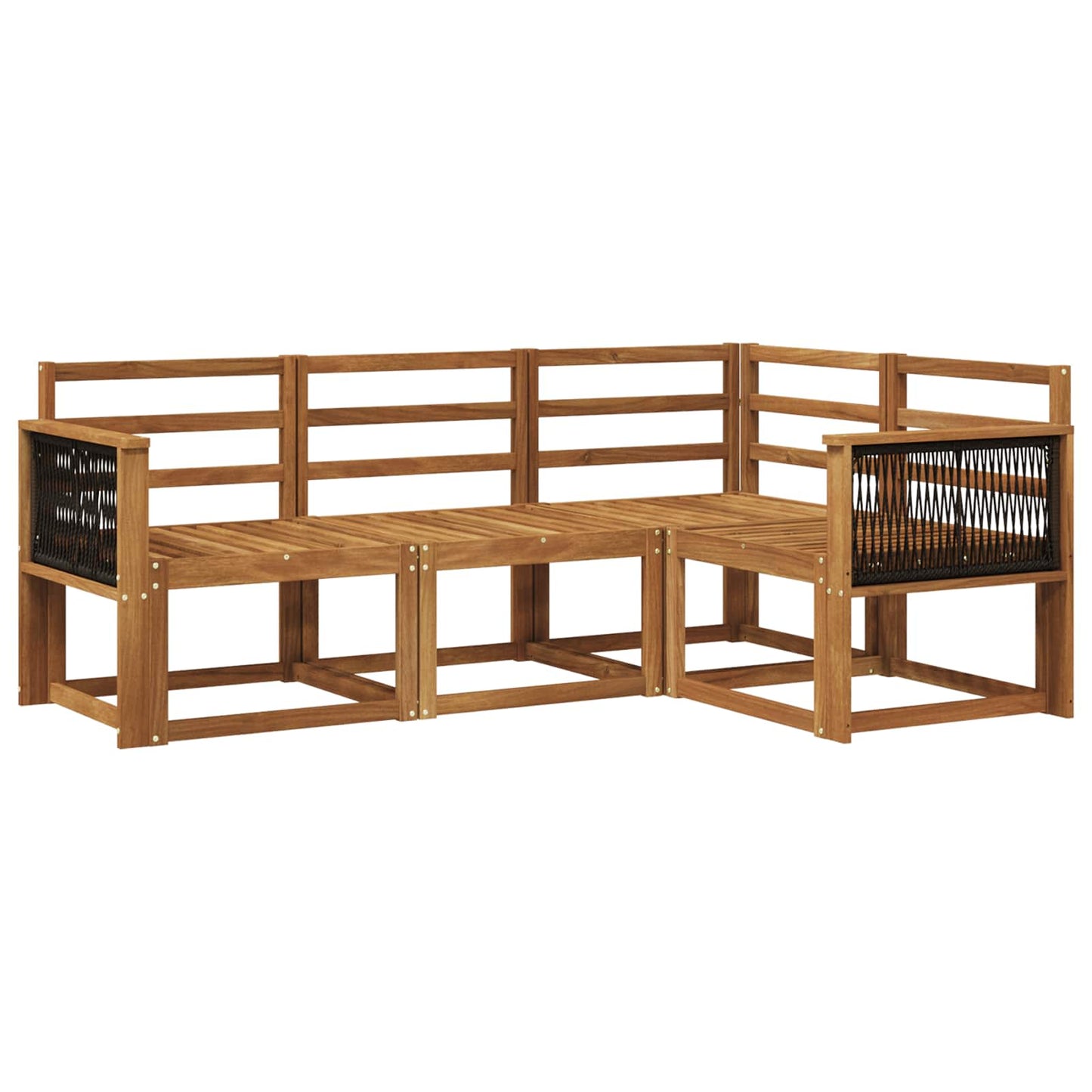 Utendørs sofa-sett 4 pcs Naturlig Solid akasietre