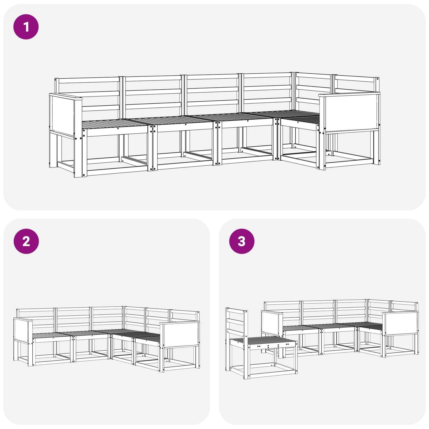 Utendørs sofa-sett 5 pcs Naturlig Solid akasietre