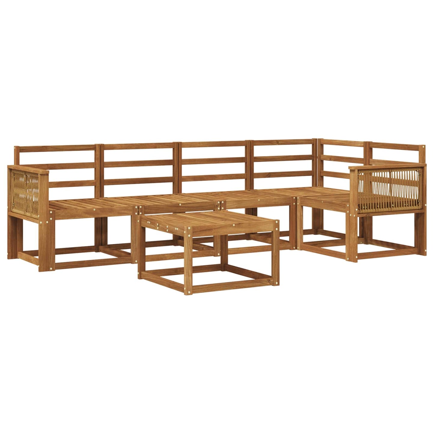 Utendørs sofa-sett 6 pcs Naturlig Solid akasietre