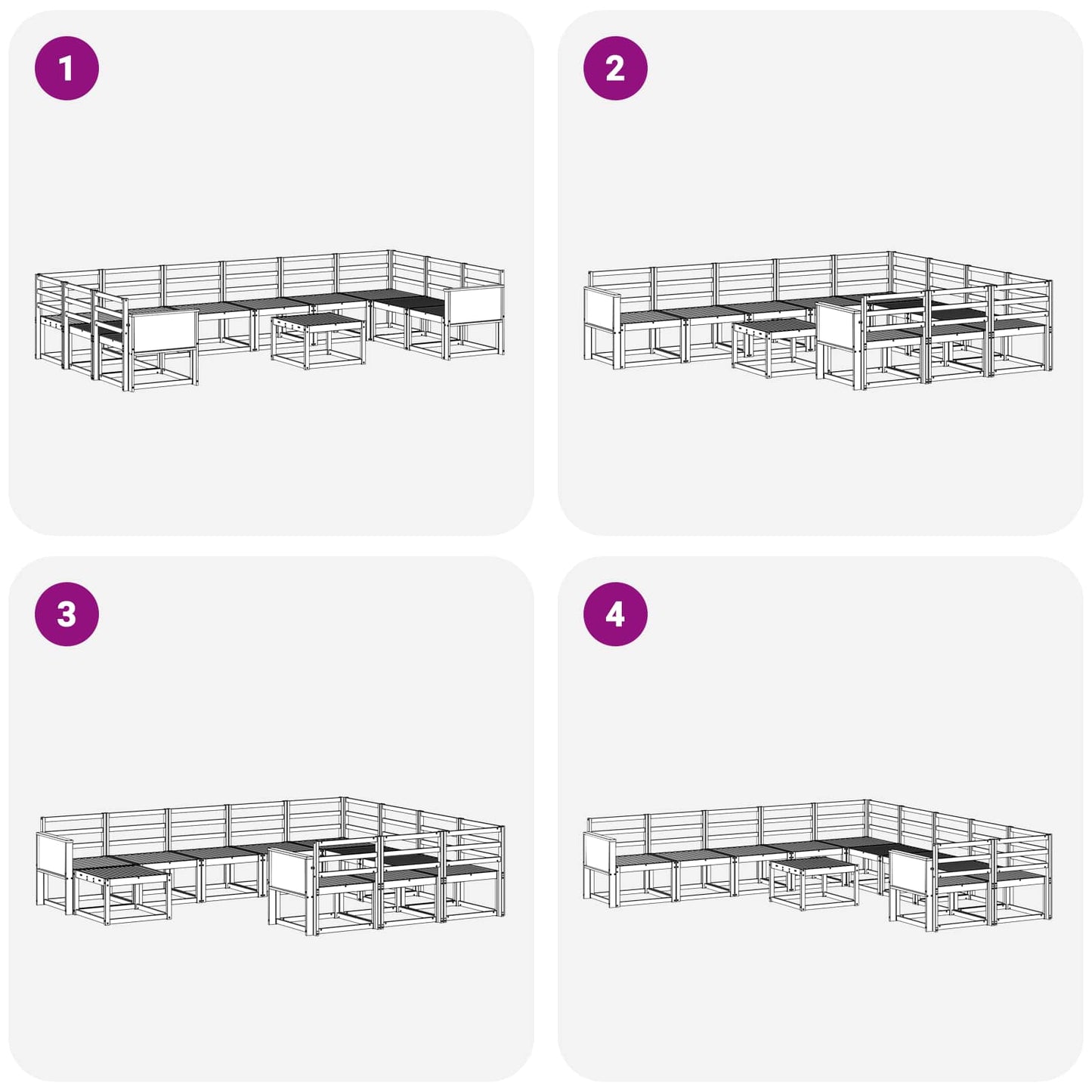 Utendørs sofa-sett 11 pcs Naturlig Solid akasietre