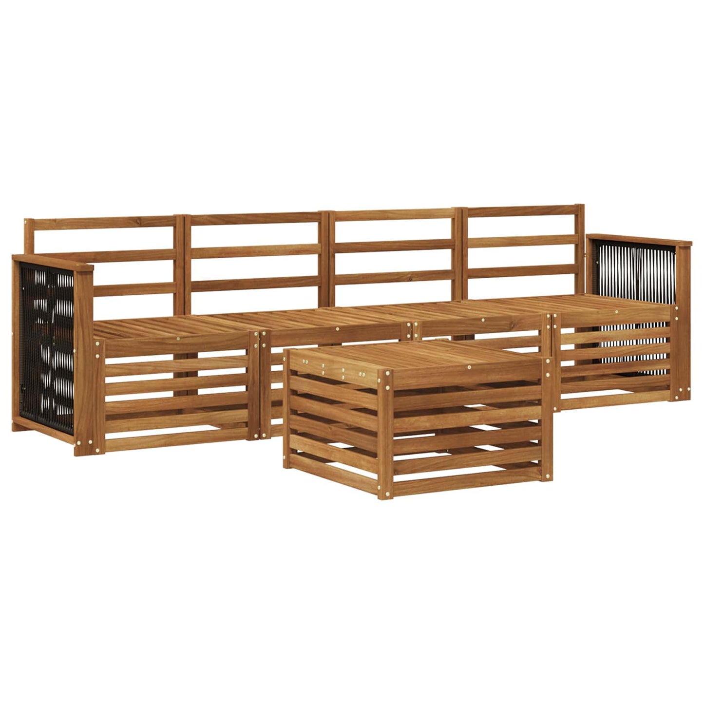 Utendørs sofa-sett 5 pcs Naturlig Solid akasietre
