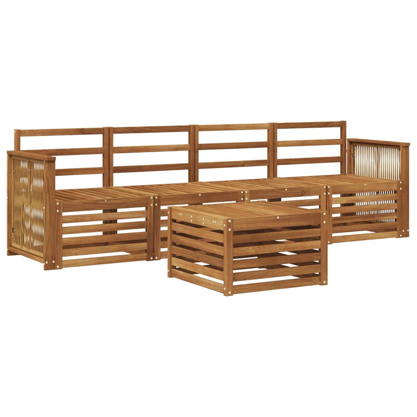 Utendørs sofa-sett 5 pcs Naturlig Solid akasietre