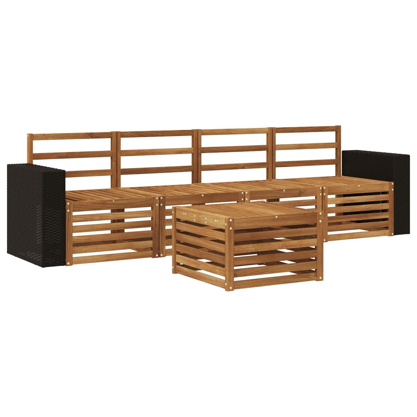Utendørs sofa-sett 5 pcs Naturlig Solid akasietre