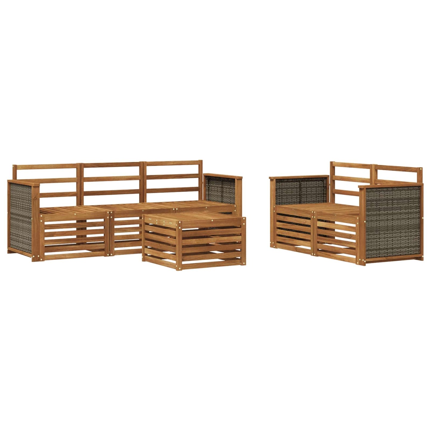 Utendørs sofa-sett 6 stk. Naturlig Solid akasietre