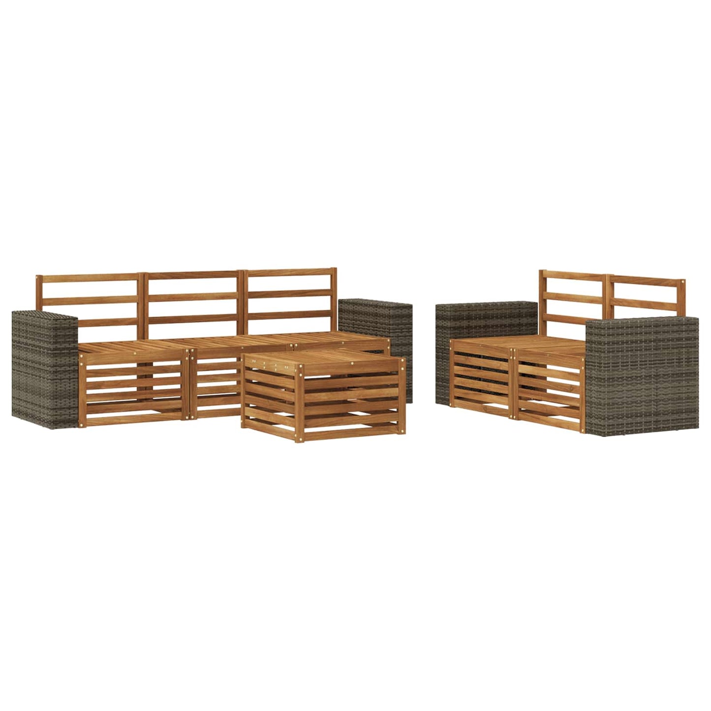 Utendørs sofa-sett 6 stk. Naturlig Solid akasietre
